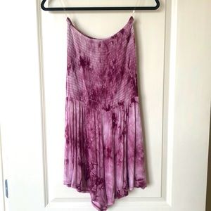 Tie dye strapless smocked romper